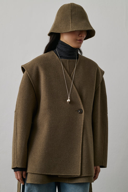 Chapeau Umbrella - Beige/Gris - Laine - Femme