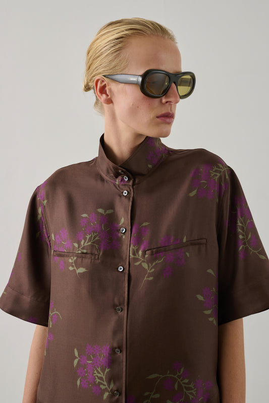 Robe Witty - Marron/Violet - Soie - Femme